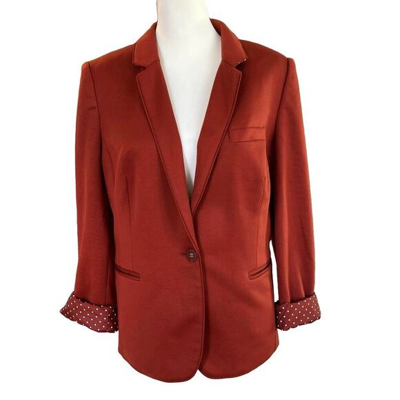 The Limited Jackets & Blazers - The Limited XL Rust Red Knit Blazer Jacket Womens Stretch Work Career Casual